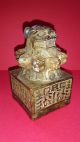 Antique Chinese Bronze Multi Headed Bear Seal 4 Text Panels And Base Seal C1900 Chinese photo 5
