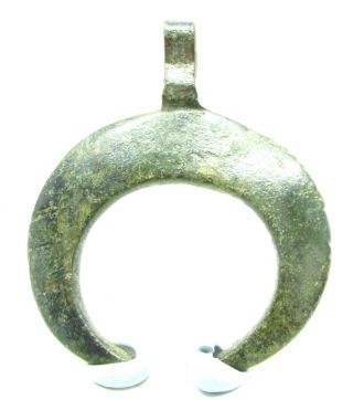 Large Authentic Roman Bronze Military Crescent Amulet - Ad 200 - Wearable - Y21 photo