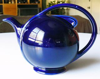 Vintage Hall Art Deco Streamlined Airflow Teapot In Cobalt Blue Glaze Xlnt Nr photo