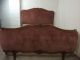 Vintage French Carved Wooden Pink Upholstered Double Bed In 1900-1950 photo 5