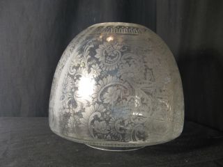 Victorian 4ins Fit Etched Oil Lamp Beehive Shade photo