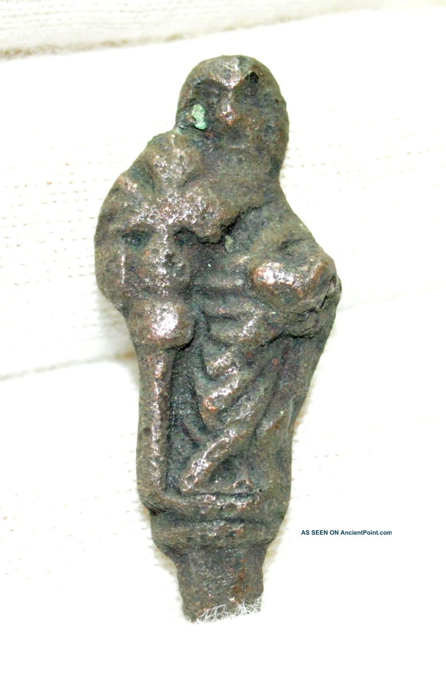 Rare Authentic Late Medieval Figurine Of A Priest Holding Cross - A92 Roman photo