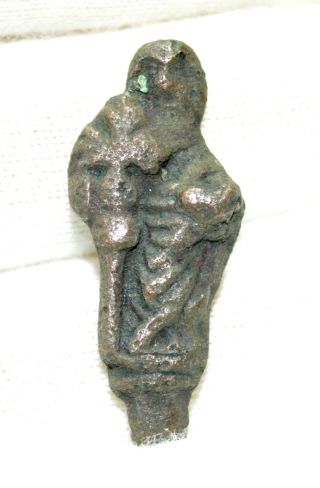 Rare Authentic Late Medieval Figurine Of A Priest Holding Cross - A92 photo