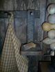 Primitive Early Look Peg Board,  Old Wood Tobacco Lath Soap Keep,  Towel & Brush Primitives photo 7