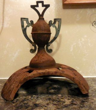 Antique Cast Iron Parlor Stove Swing Top Arrow Finial Late 1800 ' S Steampunk Lamp photo