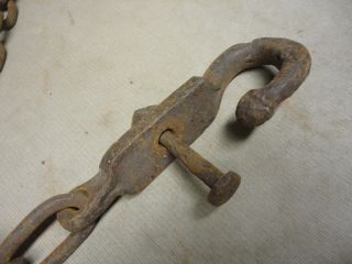 Vintage Hand Forged Decorative Sled Or Wagon Hook W/ Chain Maine Barn Find ' Y ' photo