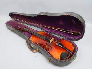 Antique Early 20c August Gemünder Concert Violin In Fitted Case For Restoration photo