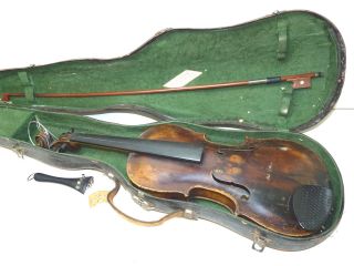 Antique Repaired In 1915 Full Size 4/4 Scale Stainer Copy Violin W/ Bow & Case photo