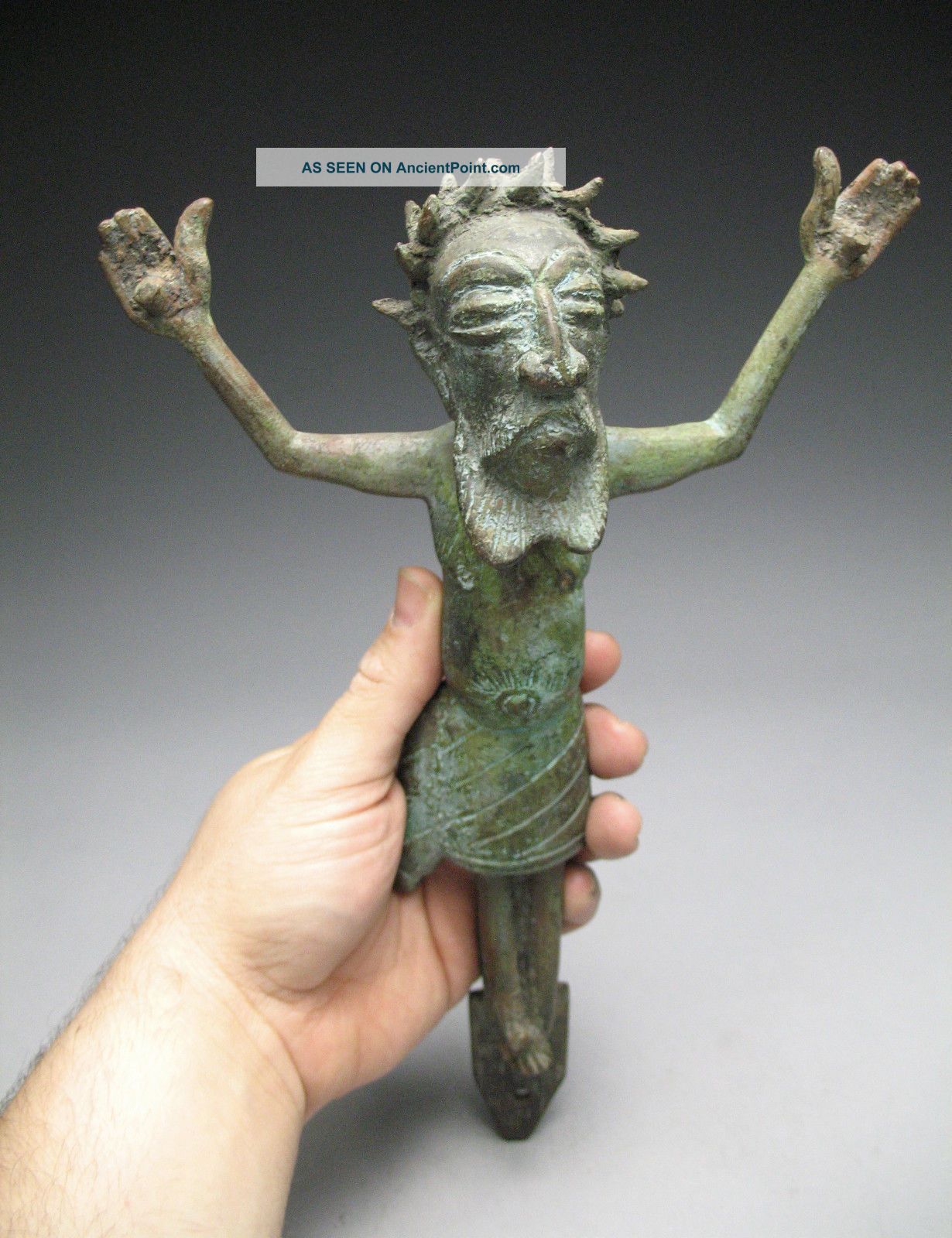 Unusual African Art (congo ?) Solid Bronze Jesus Crucifix Sculpture Sculptures & Statues photo