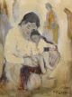 Antique Authentic Pedro Figari Oil Painting,  South American Mother & Child Nr Latin American photo 2