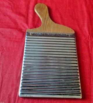 Vintage Primitive Laundry Hand - E - Wash Board With Handle - Redwood photo