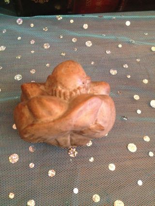 Unique Carved Wood Or Nut? Sculpture Man With Head In His Lap Great Folk Art photo