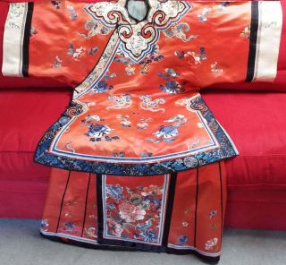 Antique Chinese Embroidered Silk Robe And Skirt photo