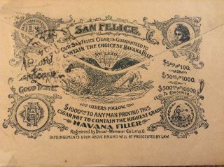 1904 Deisel - Wemmer Cigar Company Of Lima Ohio Letterhead W/ San Felice Envelope photo