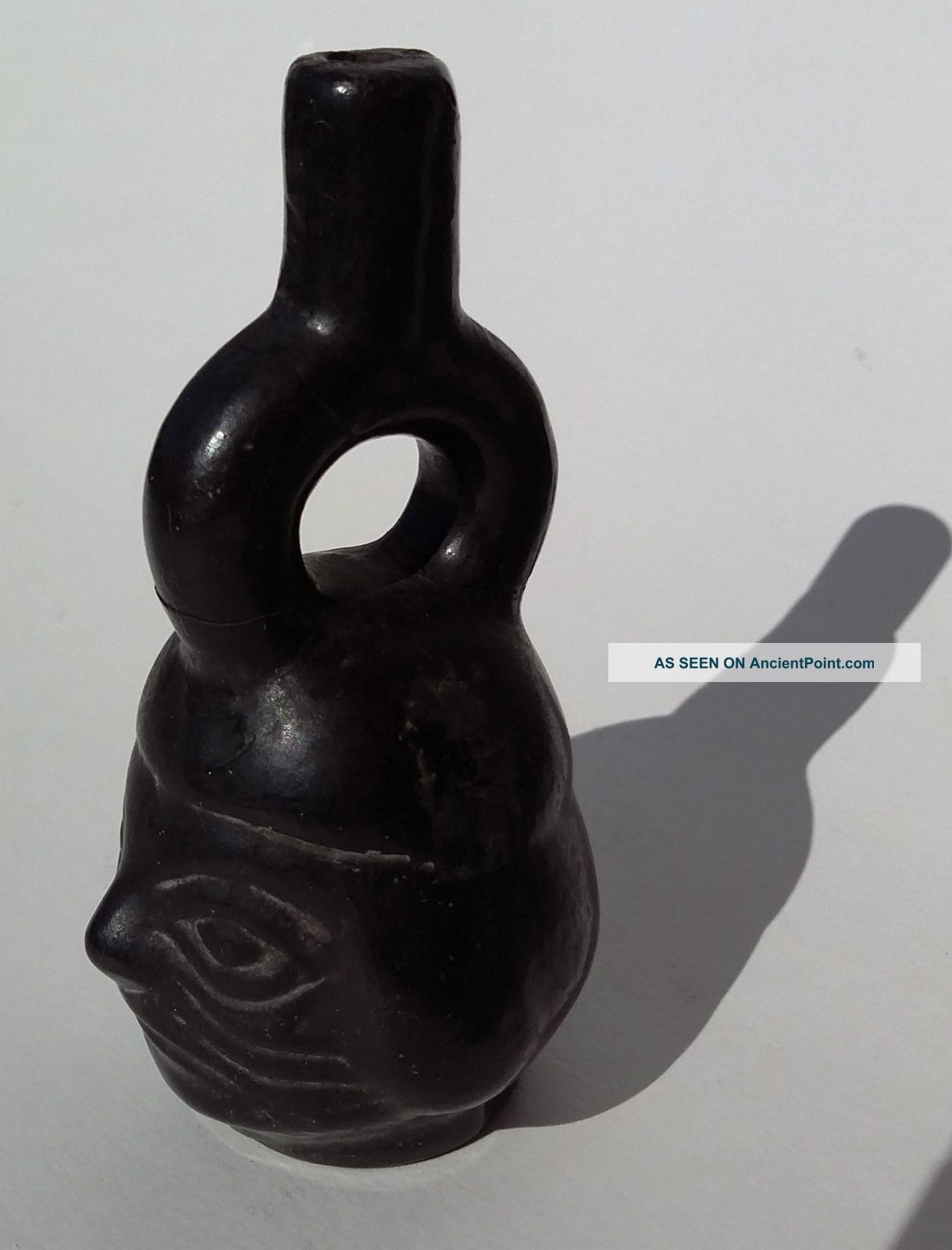 Pre - Columbian Style Moche Rattle Black Pottery Replica? Mochica Latin American photo
