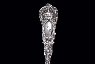 Sweet Antique Sterling Silver Gilded Jelly/serving Spoon Empire Pattern Durgin photo