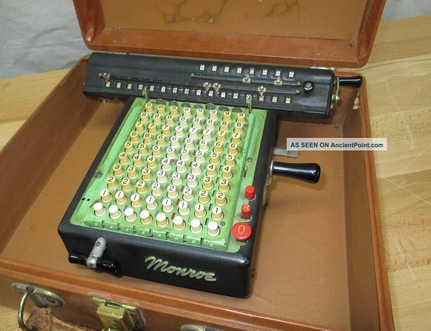 C1950s Monroe L160 - X Mechanical Calculator Adding Case Operates Well Cash Register, Adding Machines photo