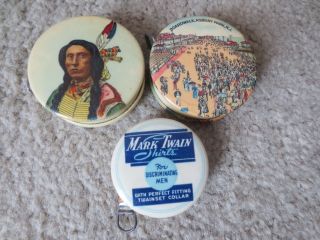 3 Antique Celluloid Advertising Tape Measures photo