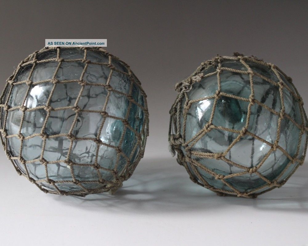 Japanese Vintage Two Round Glasses Fishing Floats Fishing Nets & Floats photo
