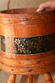 Antique Primitive Footed Tole Stencil Floral Painted Wood Banded Firkin Bucket Primitives photo 1