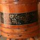 Antique Primitive Footed Tole Stencil Floral Painted Wood Banded Firkin Bucket Primitives photo 8