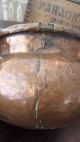 Rare 18th Century Primitive Hand Hammered Copper Pot W/ Wrought Iron Handles Primitives photo 2