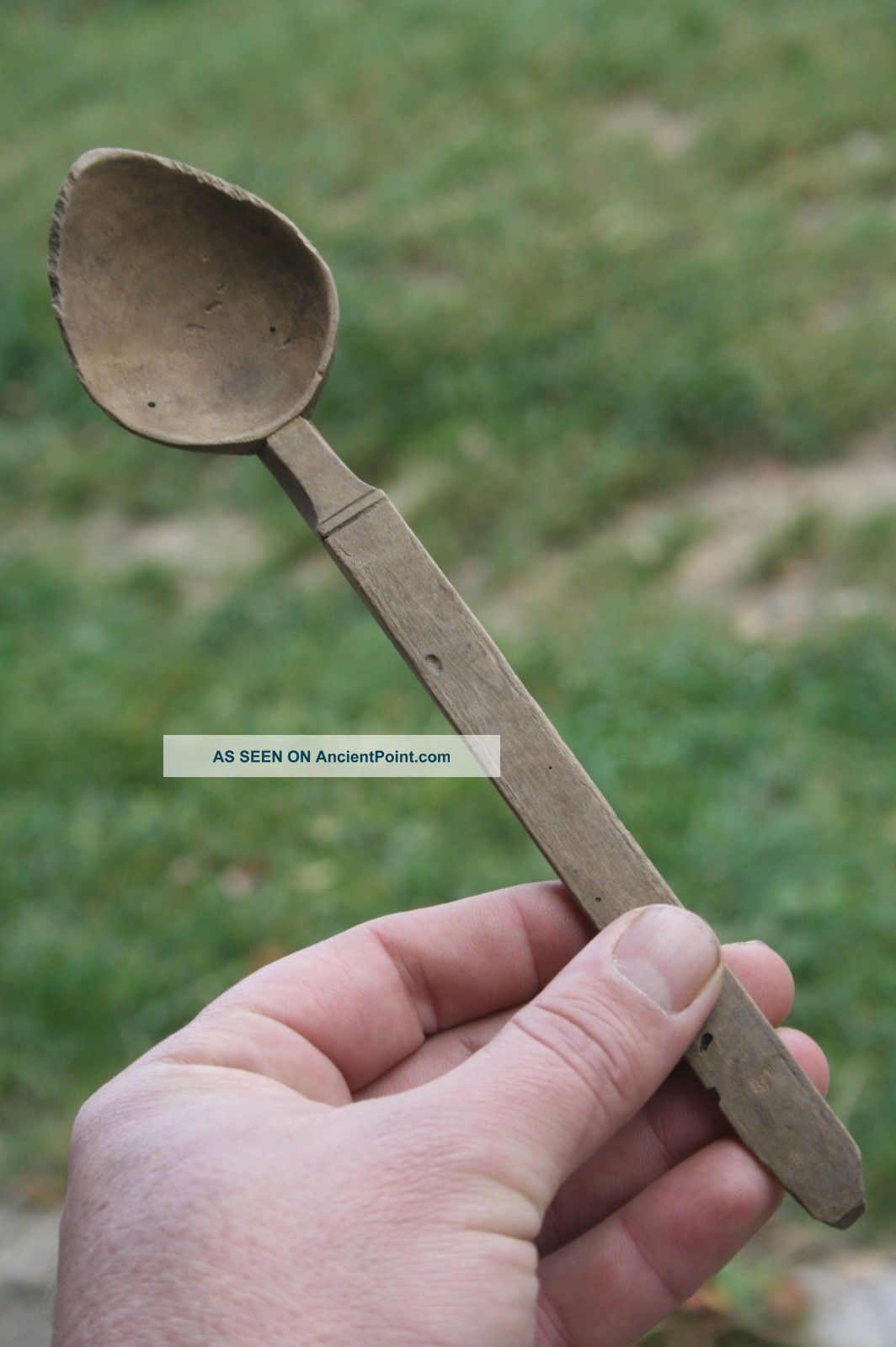 Antique Carved Handmade Wooden Spoon Natural Patina 229 Primitives photo