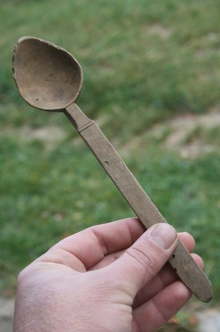 Antique Carved Handmade Wooden Spoon Natural Patina 229 photo