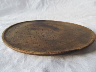 Old Antique Primitive Wooden Bowl Round Plate photo