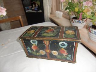 Antique Norwegian Rosemaled Carved Box Or Casket Os Style photo