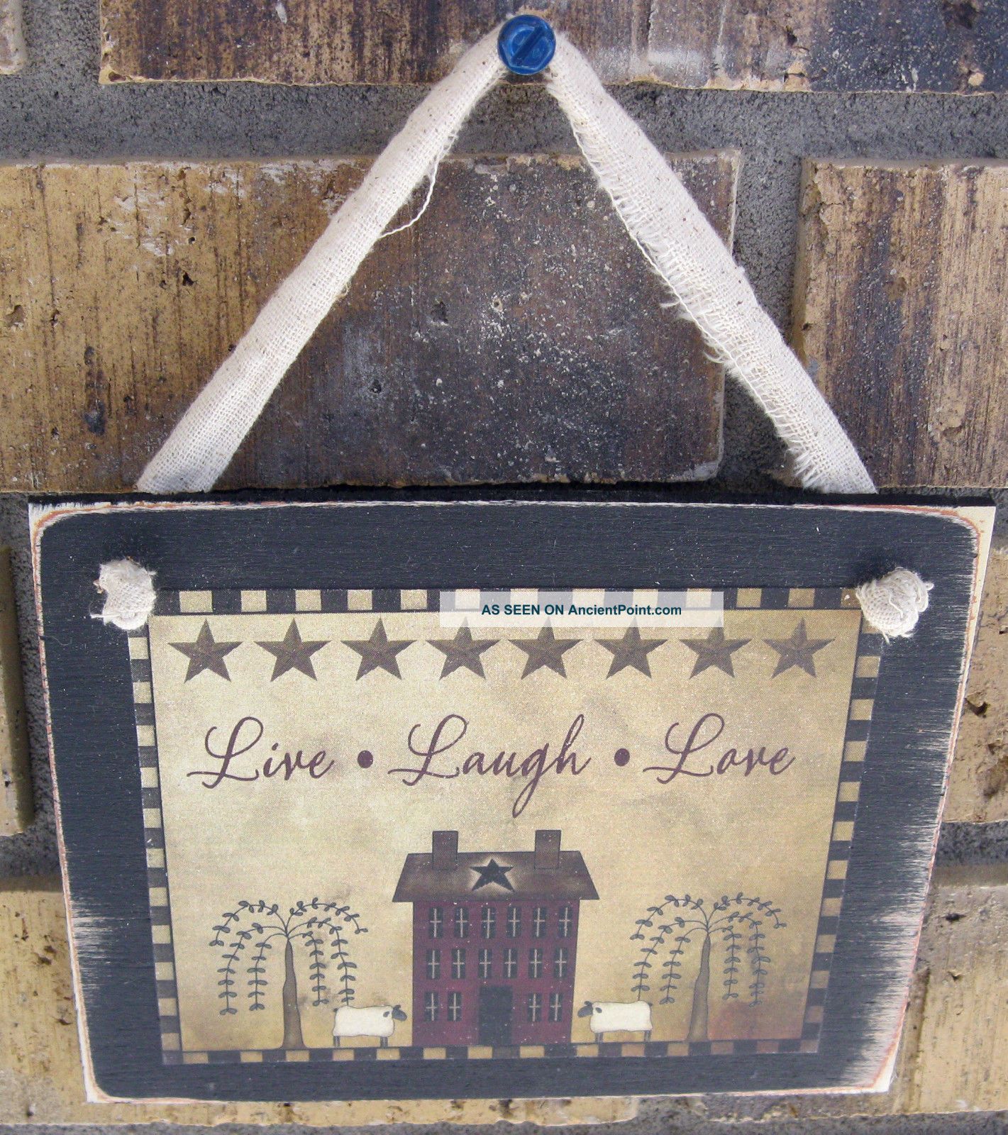 Live Laugh Love Hanging Wall Sign Plaque Primitive Americana Rustic Lodge Cabin Primitives photo