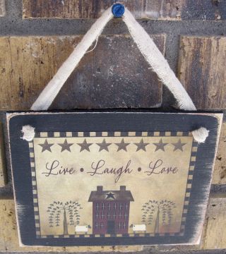 Live Laugh Love Hanging Wall Sign Plaque Primitive Americana Rustic Lodge Cabin photo