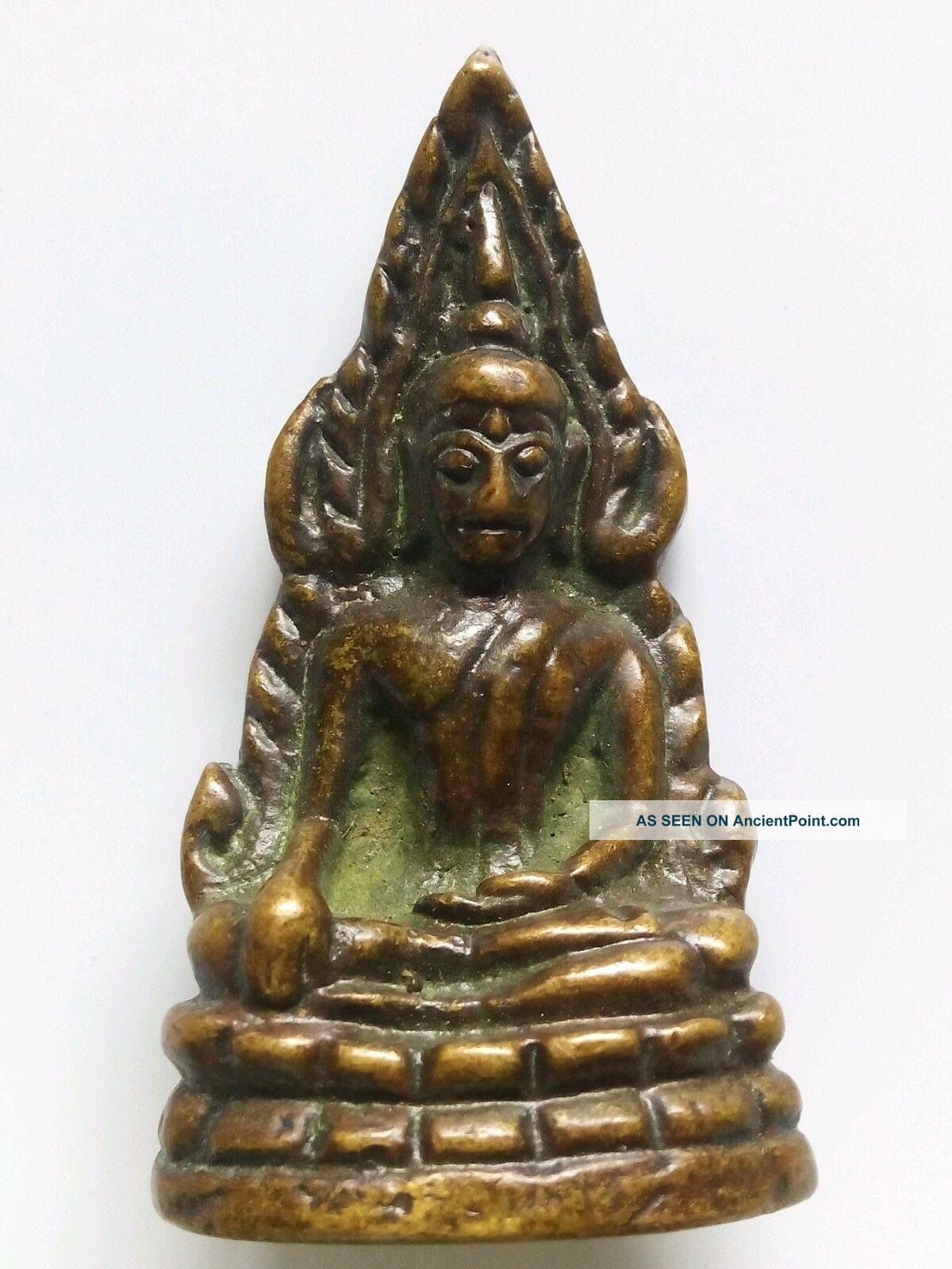 Old Brass Phra Buddha Chinnaraj Statue Thai Buddhist Amulet 2 Code Statues photo