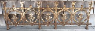 Antique Victorian Cast Iron 4 - Section Roof Top Garden Fence Flowers & Stars 1865 photo