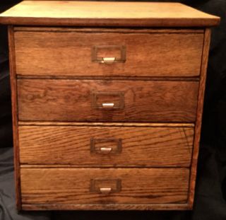 Vintage Oak 4 Drawer Cabinet photo