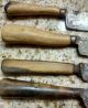 4 Antique Cutlery Knives Primitive Carved Bone Horn Handles Signed Sheffield Primitives photo 2