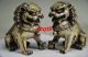 A Pair Old Chinese Silver Carved Guard Lion Statues Other Antique Chinese Statues photo 2
