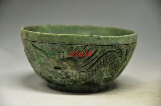 Delicate Chinese Lushan Stone Hand Carved Dragons Bowl photo