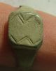 Rare Ancient Roman Ring Artifact Wreath Marks Green Patina S 7 Chevrons Roman photo 2