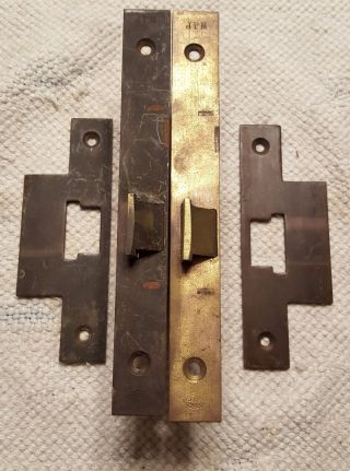 Vintage Unis France Mortise Door Locks W/ Strike Plates Antique French photo