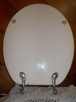Vintage Wood Toilet Seat Lid Top Old White Paint Great Canvas For Art Project photo