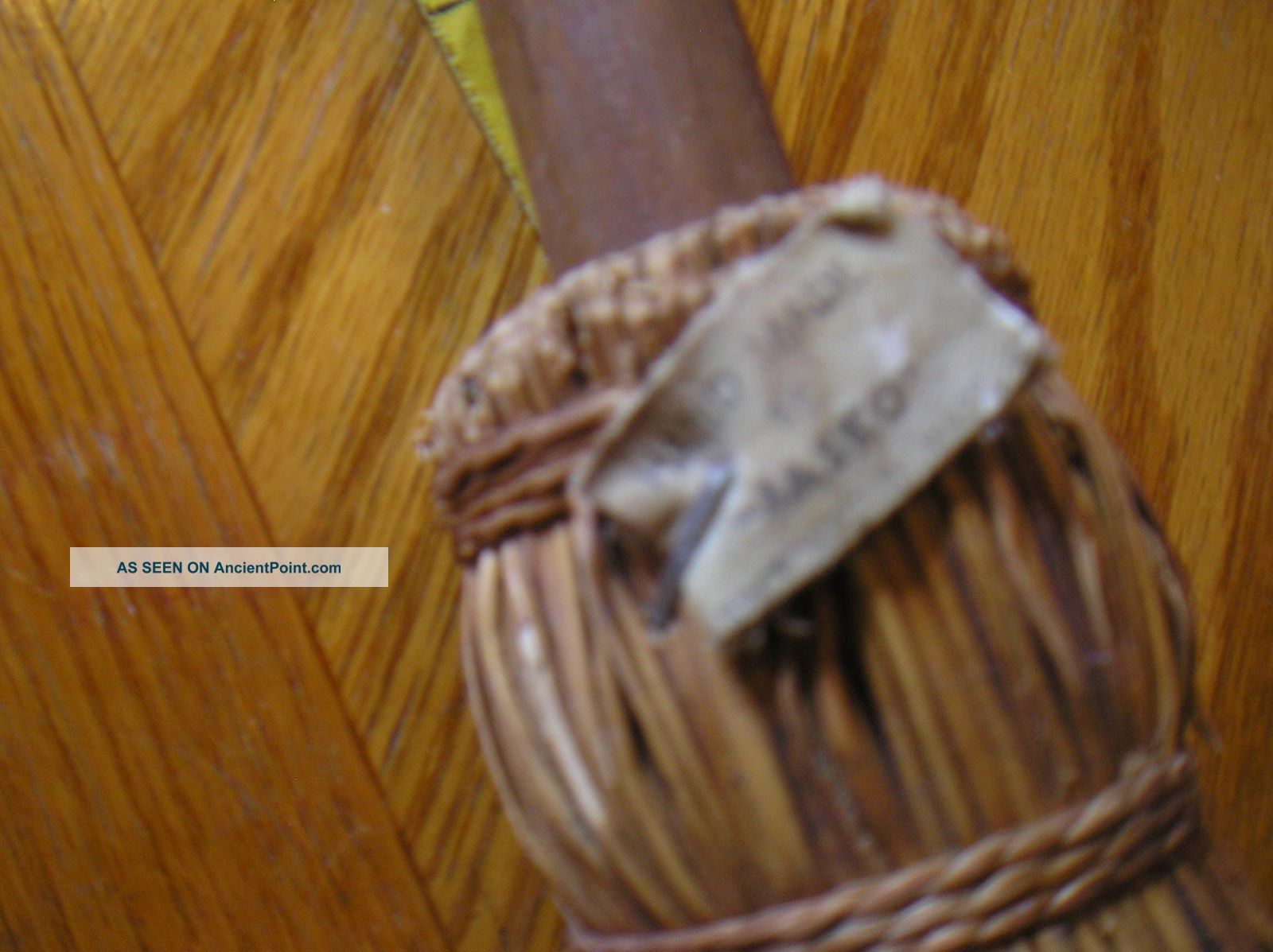 Vintage Whisk Straw Broom Wood Handle Farmhouse Fireplace Hearth, Primitive