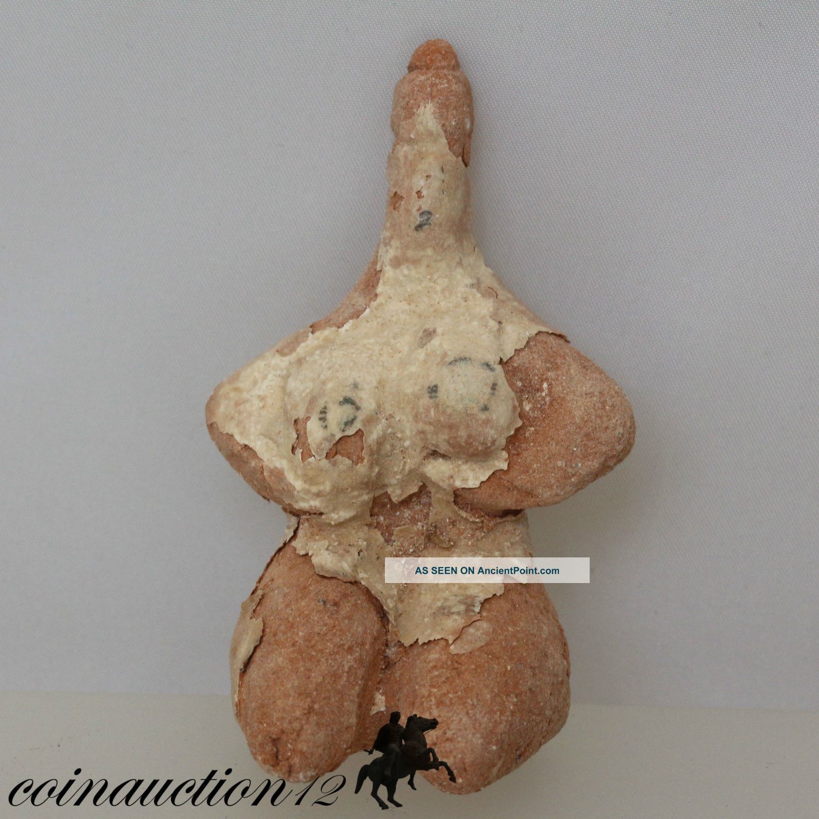 Intact Terracotta Tel Half Female Statue Idol 6100 - 5400 Bc Roman photo