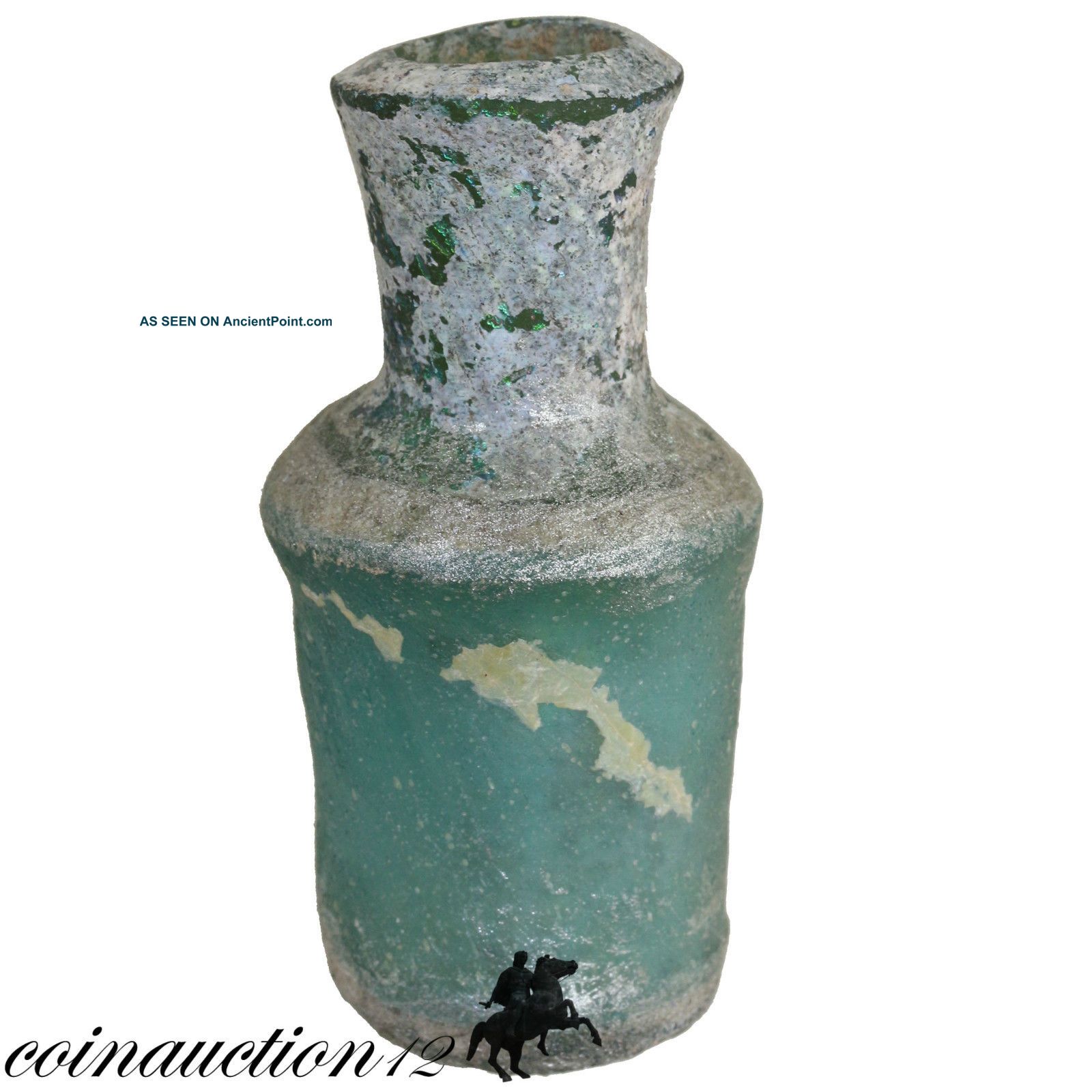 Museum Quality Islamic Green Glass Bottle 400 - 700 Ad Roman photo