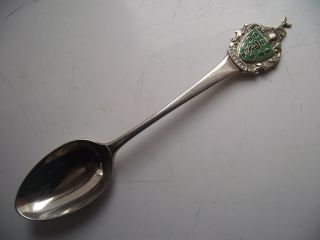 1928 Sterling Silver Hallmarked Spoon Detailed Enamel Crest Buxton 15.  2g photo