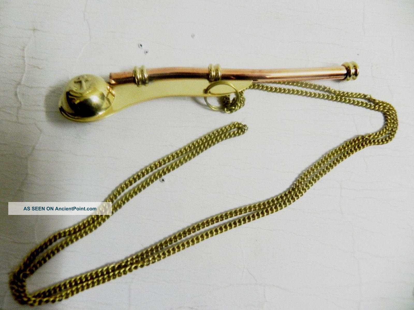 Antique Look Brass Copper Nautical Maritime Boatswain Whistle Handmade Antique Bells & Whistles photo