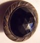 Paris Depose Victorian Cloak Button Gem Brass Black Glass Faceted One 1/2 