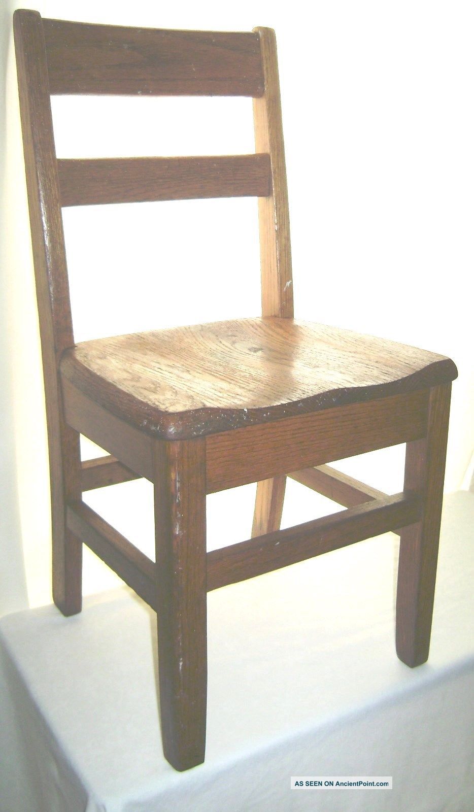 Vintage Ca.  1930 ' S - 40 ' S Child ' S Oak School Chair Quality Sturdy Construction 1900-1950 photo