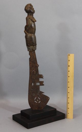 Antique African Congo Ceremonial Knife,  Carved Wood Bound Woman Slave photo