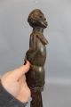 Antique African Congo Ceremonial Knife,  Carved Wood Bound Woman Slave Other African Antiques photo 4